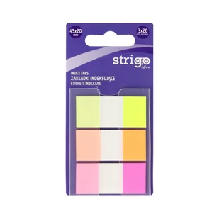 Zakładki Samoprzylepne Strigo 45x20, 3 Kolory, 60 Kartek - Zakładki indeksujące - miniaturka - grafika 1