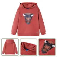 Bluzy dla dziewczynek - Bluza dziecięca z kapturem - palona czerwień - 128 - Bluza Dziewczęca - miniaturka - grafika 1