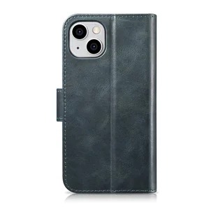 iCarer Oil Wax Wallet Case 2in1 etui iPhone 14 Plus skórzany pokrowiec z klapką Anti-RFID niebieski (WMI14220723-BU) - Etui i futerały do telefonów - miniaturka - grafika 2
