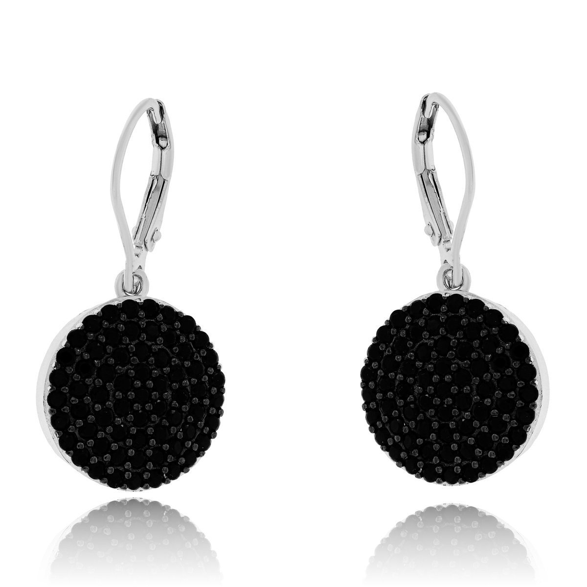 Srebrne kolczyki okrągłe z czarnymi cyrkoniami na biglu pr. 925