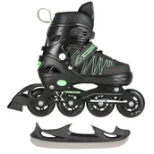 Rolki - Nils Extreme NH11912 A 2w1 BLACK/GREEN ROZM. S(31-34) ŁYŻWOROLKI Z WYM. PŁ. HOKEJOWĄ EXTREME - miniaturka - grafika 1