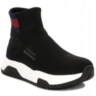 Sneakersy damskie - Tommy Hilfiger Sneakersy wys T3A9-33007 Black r.37 - miniaturka - grafika 1