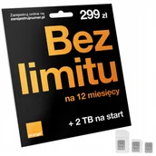 Startery i doładowania - Unikalny Starter Orange 299 zł Karta Sim – rok Bez Limitu Internet 2TB - miniaturka - grafika 1