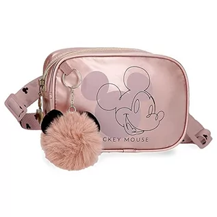 Torebki damskie - Disney Mickey Outline torba na pasek, kwadratowa, różowa, 17 x 12 x 6 cm, poliester - grafika 1