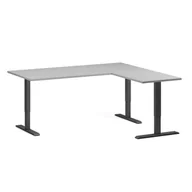 Biurka - Stół z regulacją wysokości, 3 silniki, 745 - 1215 mm, narożnik L/P, blat 1800 x 1600 mm, podstawa czarna, szary - miniaturka - grafika 1
