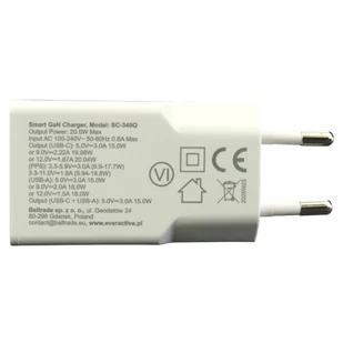 ład siec. everActive 20W 1xUSB 1xUSB-C SC-340Q - Ładowarki samochodowe ład siec. everActive 20W 1xUSB 1xUSB-C SC-340Q - Ładowarki samochodowe - miniaturka - grafika 1