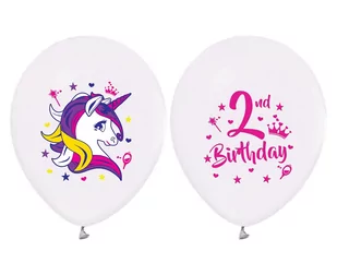 Godan Balony lateksowe Jednorożec na drugie urodziny - 30 cm - 5 szt. GZ-2JED - Urodziny dziecka - miniaturka - grafika 1