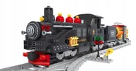 Klocki - KLOCKI KONSTRUKCYJNE POCIĄG PAROWY VINTAGE CZARNY 586 ELEMENTÓW ZESTAW - miniaturka - grafika 1
