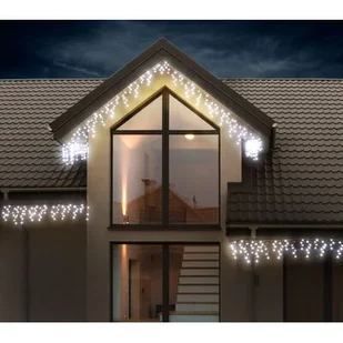 Lampki zewnętrzne kurtyna sople zwis 10/15/25 cm 260 LED zimny biały - Oświetlenie świąteczne - miniaturka - grafika 1