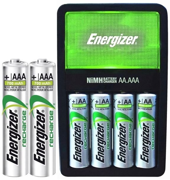Ładowarka Baterii Aa Aaa + 4x Akumulatorki 2000mah R6 Aa + 2x Energizer 700