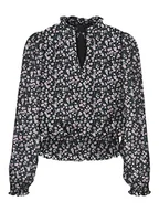 Bluzki damskie - VERO MODA Damska bluzka Vmmilla Ls Smock Top WVN Ga Noos, Black/Aop: średni kwiat, L - miniaturka - grafika 1
