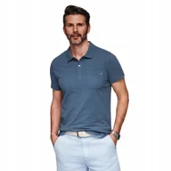 Koszulki męskie - Koszulka polo z bawełnianej dzianiny ciemnoniebieska V8 OM-POWS-0142 r. XXL - miniaturka - grafika 1