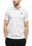 Koszulki męskie - Koszulka Męska 4F T-shirt Bluzka Polówka Sportowa Bawełniana Biała r. XXL - miniaturka - grafika 1