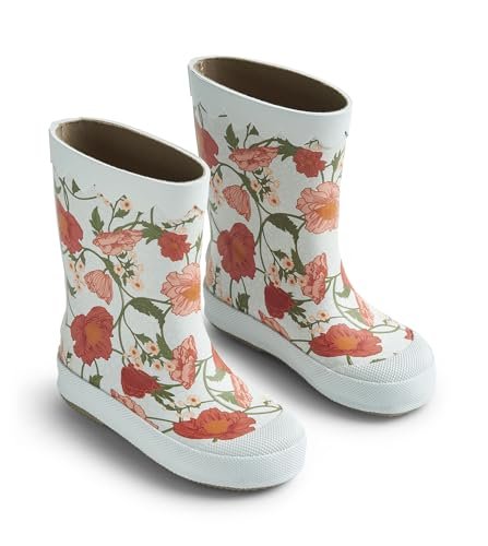 Wheat Unisex dziecięce kalosze z nadrukiem falistym Muddy naturalna guma, 1481 Blue Flowers, 25 EU