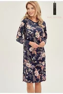 Bielizna nocna - Welurowa koszulka nocna Venus granatowa M - miniaturka - grafika 1