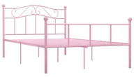 Łóżka - Różowe metalowe łóżko dwuosobowe 140x200 cm G7-N95 - miniaturka - grafika 1