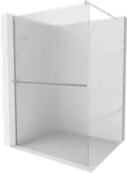 Ścianki i drzwi prysznicowe - Mexen Kioto+ ścianka prysznicowa z półką Walk-in 140 x 200 cm, prążki, nikiel szczotkowany - 800-140-121-97-09 - miniaturka - grafika 1