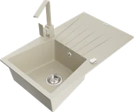Zlewozmywaki z baterią - Mexen Cesar zlewozmywak granitowy 1-komorowy z ociekaczem i baterią kuchenną Rita, beżowy - 6514-69-670300-69 - miniaturka - grafika 1