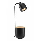 Lampy stojące - Lampka biurkowa Botanica Wood 41105102 Kaspa metalowa czarna drewniana - miniaturka - grafika 1