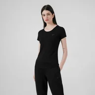 Koszulki sportowe damskie - Damski t-shirt basic 4F NOSD4-TSD300 - czarny - miniaturka - grafika 1