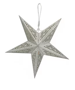 GWIAZDA WISZĄCA ŚWIECĄCA BETLEJEMSKA LAMPION WITRAŻ SREBRNA 45CM ŻAROWKA w4 - Ozdoby bożonarodzeniowe - miniaturka - grafika 1