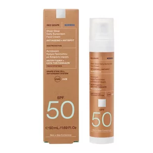 Korres rozświetlający krem ochronny do twarzy RED GRAPE Sheer Glow Daily Sunscreen Face Cream SPF50 - Balsamy i kremy do opalania - miniaturka - grafika 2
