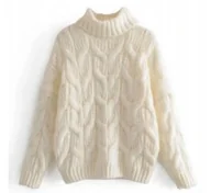 Moda i Uroda OUTLET - Sweter ciep��y golf pleciony BIA��Y - miniaturka - grafika 1