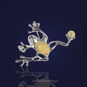 Broszki - ankabizuteria.pl Broszka/Wisior Żaba z żółtym bursztynem - na prezent - miniaturka - grafika 1