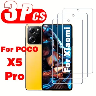 TEMU Zestaw 3 sztuk hartowanego szkła ochronnego do Xiaomi Poco X5 Pro, ochronna do Xiaomi Poco X5 Pro, hartowane szkło ochronne do Poco X5 Pro, - Inne - miniaturka - grafika 1