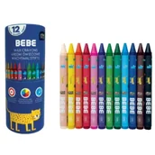 Kredki, ołówki, pastele i pisaki - BEBE Kids. Kredki świecowe 12 kolorów - miniaturka - grafika 1
