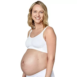 Biustonosze - Medela Biustonosz Keep Cool | Bezszwowy biustonosz dla kobiet w ciąży i karmienia z 2 strefami oddychającymi z materiału Soft Touch zapewnia wygodne trzymanie, biały, S - grafika 1