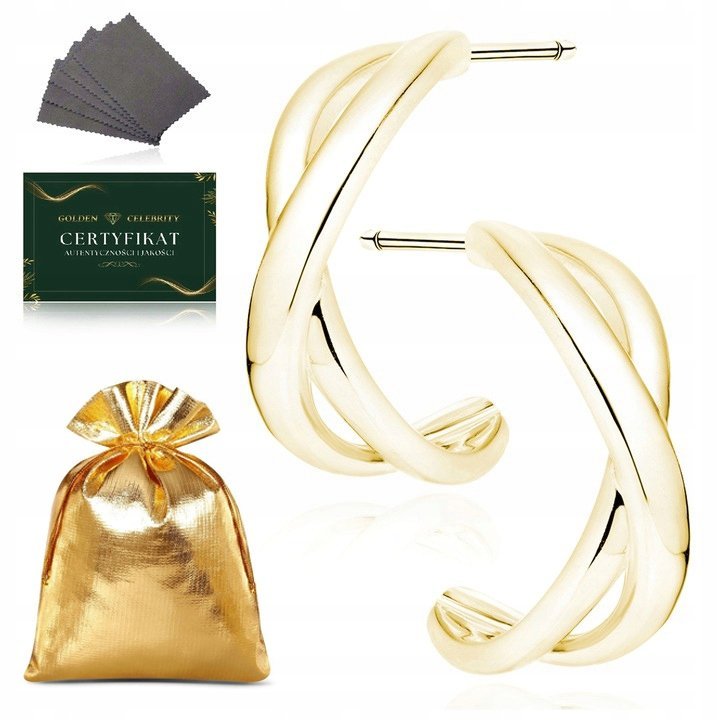 Kolczyki Złote Wiszące Nieskończoność 925/585 Wkrętki Na Prezent + Gratis