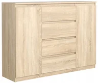 Komody - Duża Komoda 4 Szuflady 2 Drzwi 120cm Dąb Sonoma Pojemna Szafka Do Salonu - miniaturka - grafika 1