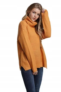 SWETER-EK DAMSKI Z GOLF-EM CIEPŁY MODNE KOLORY - Swetry damskie - miniaturka - grafika 1