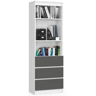Regały biurowe - Regał biurowy R 60 cm 3 szuflady 2 półki - biały-grafit szary - miniaturka - grafika 1