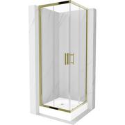 Kabiny prysznicowe - Mexen Rio kabina prysznicowa kwadratowa 70x70 cm, transparent, złota + brodzik Rio, biały - miniaturka - grafika 1