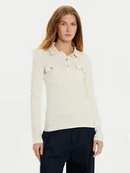 Koszulki sportowe damskie - Tommy Hilfiger Polo WW0WW45308 Écru Slim Fit - miniaturka - grafika 1