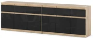 Komody - Komoda Duża Szafka Nowoczesna Dąb Sonoma Czarny Połysk 6 Szuflad Salon - miniaturka - grafika 1