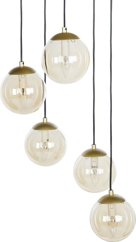 Lampa wisząca Beliani Lampa wisząca szklana 5-punktowa złota NOEL