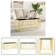 Ławy i stoliki kawowe - The Living Store Stolik kawowy Golden 110x45x45 cm stal nierdzewna i szkło - miniaturka - grafika 1