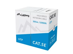 LANBERG KABEL UTP KAT5E 305M DRUT CCA NIEBIESKI - Kable miedziane - miniaturka - grafika 1
