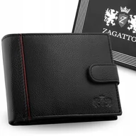Portfele - Portfel męski skórzany czarny poziomy skóra naturalna ochrona RFID ZAGATTO - miniaturka - grafika 1