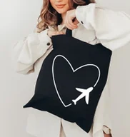 Torby i wózki na zakupy - Torba bawełniana czarna na zakupy - miniaturka - grafika 1