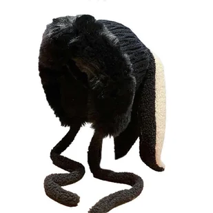 Bunny Pluszowy miękki kapelusz z klapką na uszy Party Crazy Hat Wypchane zwierzę Ubieranka Kostium Przytulny polar Zimowa czapka dla dzieci Nastola... - Czapki dla dzieci - miniaturka - grafika 1
