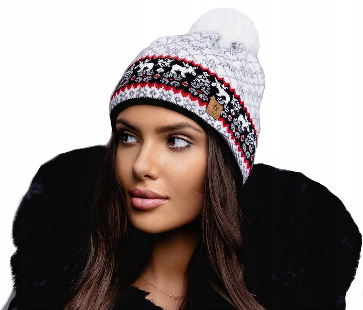 Zimowa CZAPKA CIEPŁA Pompon Polar Woolk North