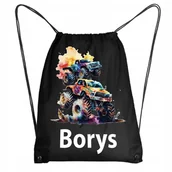 Plecaki worki - Worek Szkolny Workoplecak WF Do Przedszkola Szkoły MONSTER TRUCK + IMIĘ 7 - miniaturka - grafika 1