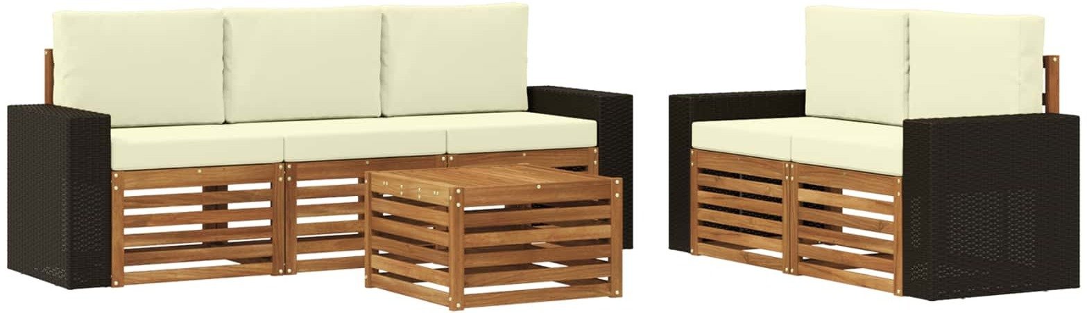 vidaXL Zestawy sof z poduszką 6 pcs Lite Drewno Akacji