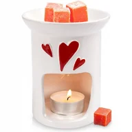 Zapachy do domu - Kominek zapachowy na olejki wosk świeczki ceramiczny serce 11,5 cm kod: O-822253 - miniaturka - grafika 1