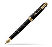 Pióra wieczne - Parker Sonnet Matte Black Lacquer fountain Pen (grubość sprężyn f) z części ozdobnych z pokryciem z złota o atrakcyjnym pudełku na prezent 1931516 - miniaturka - grafika 1