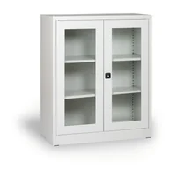 Szafy biurowe - ALFA 3 Szafa ze szklanymi drzwiami, 1150 x 920 x 400 mm, szara 126660 - miniaturka - grafika 1